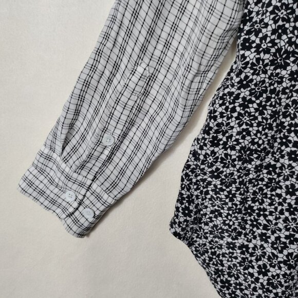 Equipment Femme Mixed Pattern Floral Plaid Silk Button Front Blouse Size Small - Picture 8 of 11